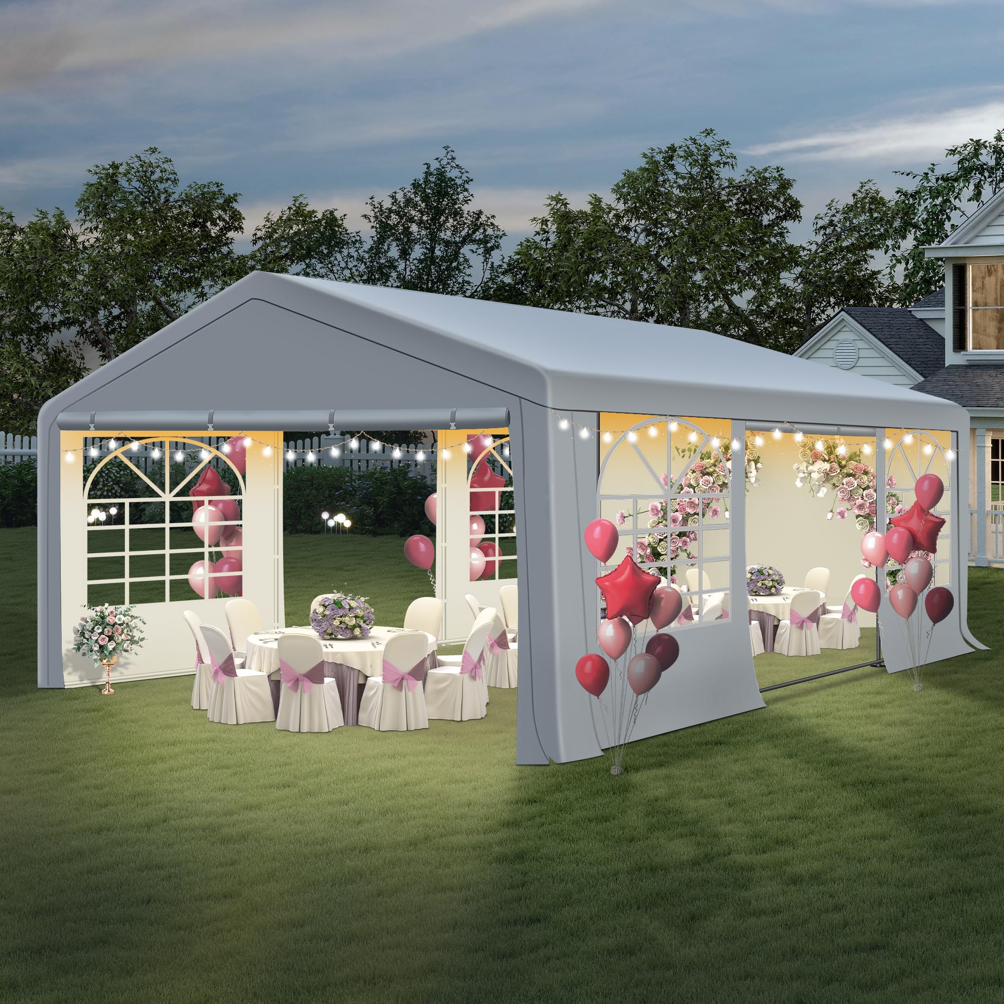 Photo 1 of **MISSING POLES** 20' x 20' Canopy Party Tent & Carport - Heavy Duty Outdoor Wedding Gazebo with 4 Sand Bags, Event Shelter Canopy for Outdoor Event, Wedding, Birthday Party