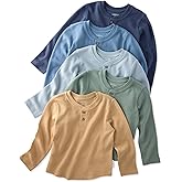 Butterblu Unisex Baby Payton 5-Pack Long Sleeve Henley Shirts​ 100% Organic Cotton for Boys