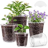 Sturdy 12 Pack Clear Nursery Pots 5/6/6.5/7.5/8/10 Inch with Drainage Holes | Large Size Nursery Pot, Reusable Clear, Indoor and Outdoor Transplant/Repot, for Succulents, Herbs, Flowers &amp; Veggies