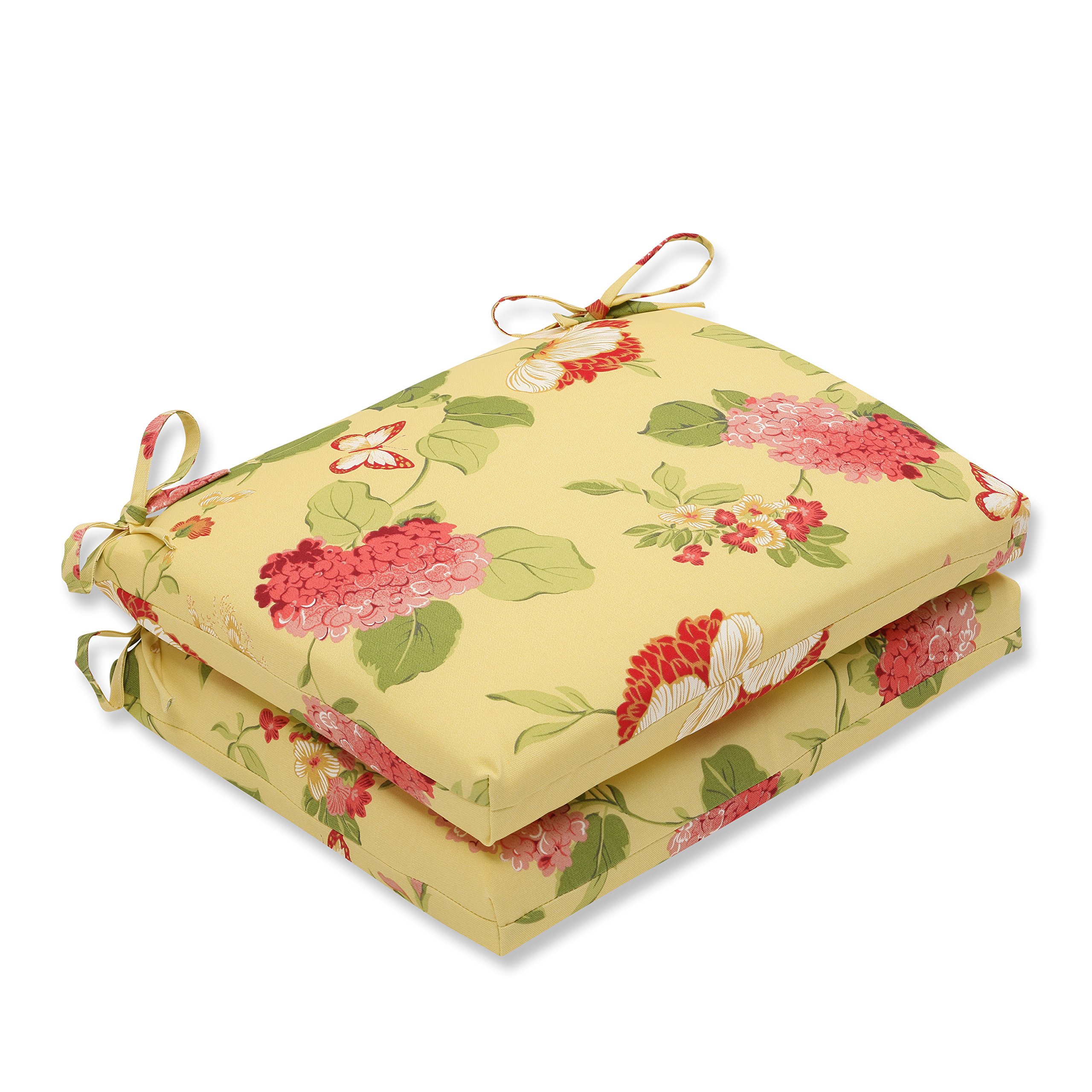 Pillow Perfect Outdoor/Indoor Risa Lemonade Square Corner Seat Cushion, 18.5 in. L X 16 in. W X 3 in. D, Gold