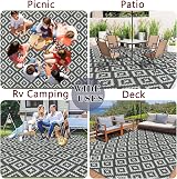Homcomodar Large Outdoor Rug 270x365cm Grey Waterproof Reversible Patio view 6
