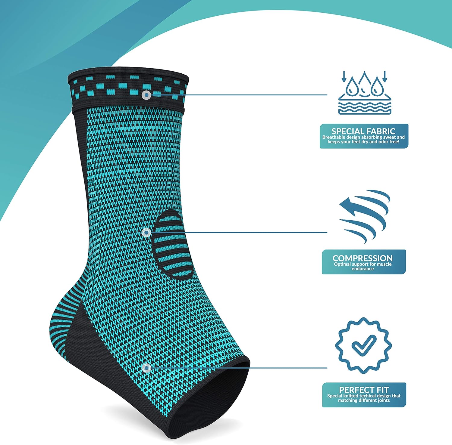 Modvel 2 Pack Ankle Brace Compression Sleeve | Injury Recovery, Joint Pain and More | Achilles Tendon Support, Plantar Fasciitis Foot Socks with Arch Support: Sports & Outdoors