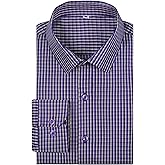GIANZEN Mens Grade 4 Wrinkle-Resistant Plaid Button-Down Cotton Long Sleeve Regular Fit Gingham Dress Shirts