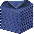 Mordimy 100% Cotton Waffle Weave Dish Cloths, 8-Pack Super Soft and Absorbent Dish Towels Quick Drying Dish Rags, 12 x 12 Inches, Navy Blue