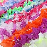 Silk Hawaiian Leis Necklace for Luau Party - Flower Lei Garland with Mutli-Color & Vibrant Floral Design (50 ct) is Perfect for Your Hawaii Luaus - Lay in Tropical Paradise with these Premium Leys