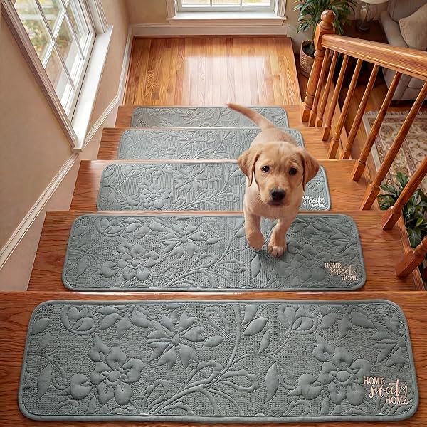 SOFT STAIR TREADS 8X30, PLUSH COTTON CUSHIONED CARPET...