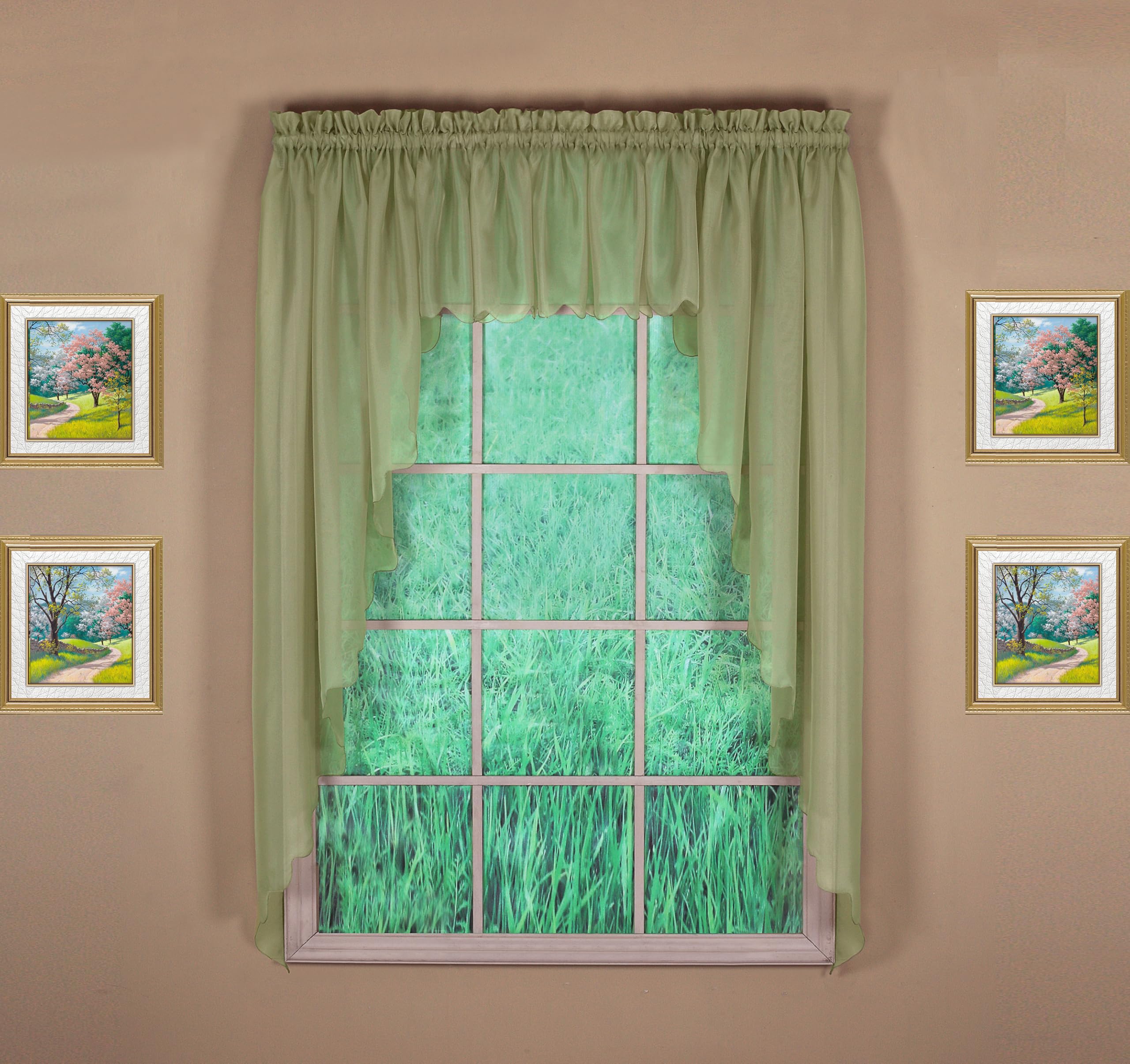 Today's Curtain Emelia Original Voile Swagger Pair 63", Dusty Leaf, 90" W x 63" L