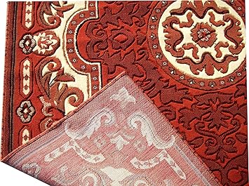 Paradise Carpet Creation Embossed 0.5 Inch Pile Height Persian Floral Carpet for Living Room & Bed Room & Hall 8 X 11 Feet Color Rust 1