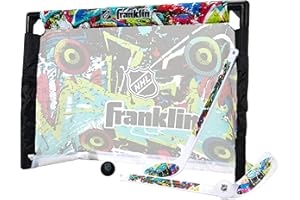 Franklin Sports NHL Kids Mini Hockey Set - Includes (1) Knee Hockey Goal, (2) Mini Sticks + (2) Foam Balls - Indoor Toy Youth Goal + Sticks Set - Graffiti