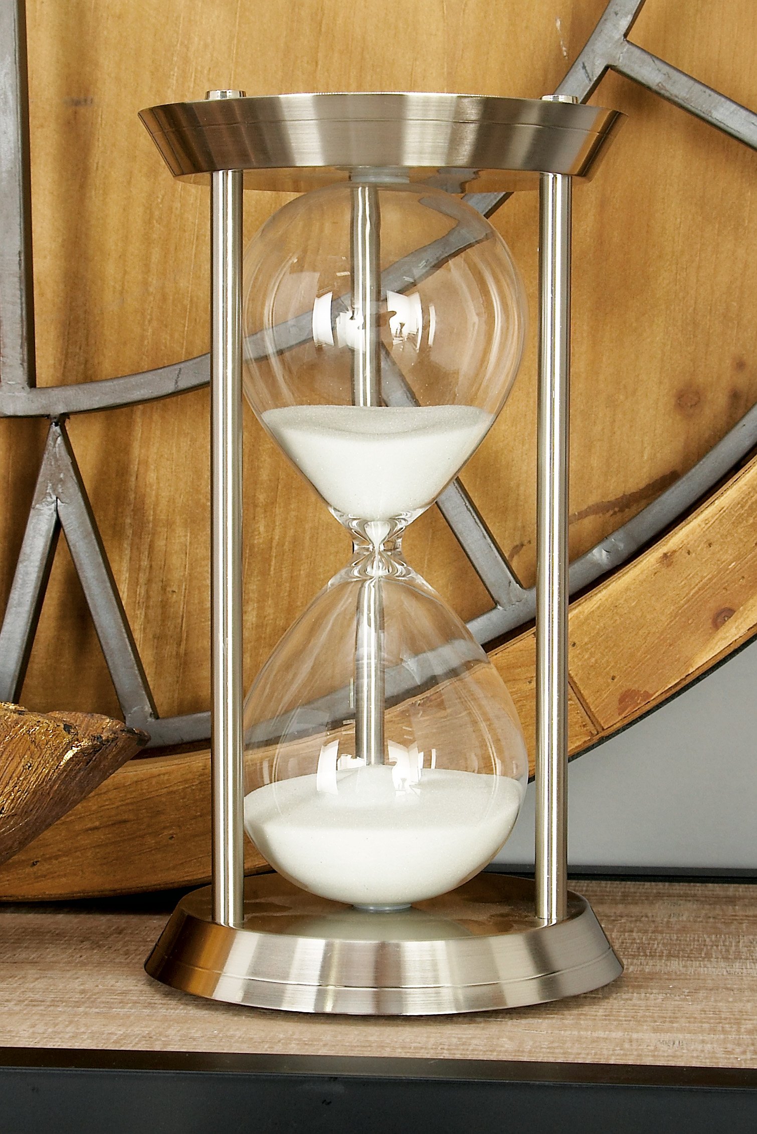 Deco 79 Metal/Glass 60 Minute Hourglass, 12 by 7-Inch