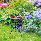 GEEZY Mosaic Garden Table - Poppies Design, 30.5cm Weatherproof Iron view 4