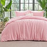 EXQ Home Waffle Comforter Queen Size - Super Soft Embossed Design Comforter Set 3 Pieces, Pink 3D Diamond Pattern Bedding Set,Winter Warm Bed Set,1 Comforter with 2 Pillowcases