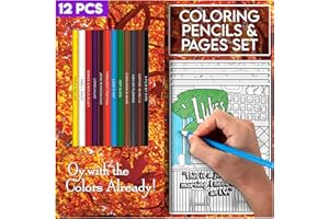 Pun Labs Oy with the Colors Already, Colored Pencils and Coloring Pages for Gilmore Girls Fans - 12 Parody Pencils with Foil-Stamped Names- 5 Gilmore Girls-Themed Coloring Pages