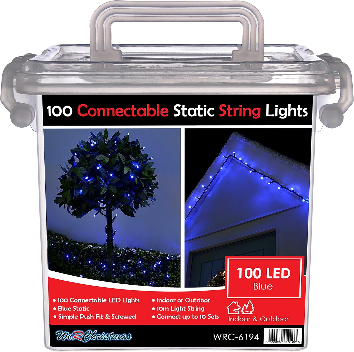 WeRChristmas 100 Connectable Static LED String Lights with 2 Pin Male