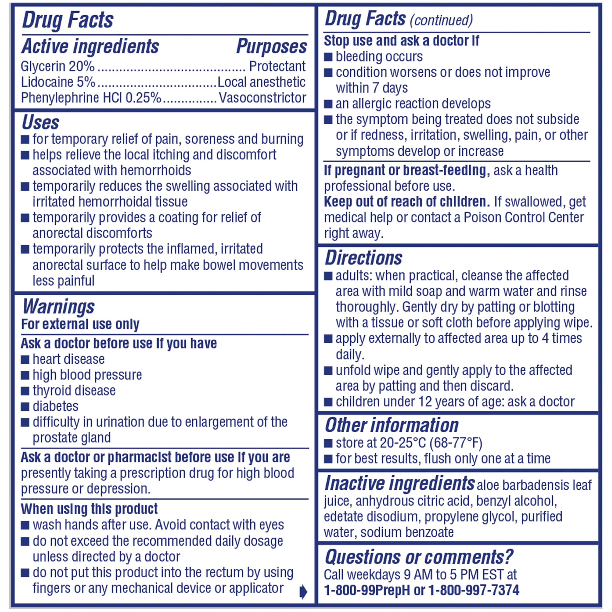 Preparation H Rapid Relief Hemorrhoid Wipes with Lidocaine, Numbing Relief for Swelling, Pain, Burning and Itching - 20 Count