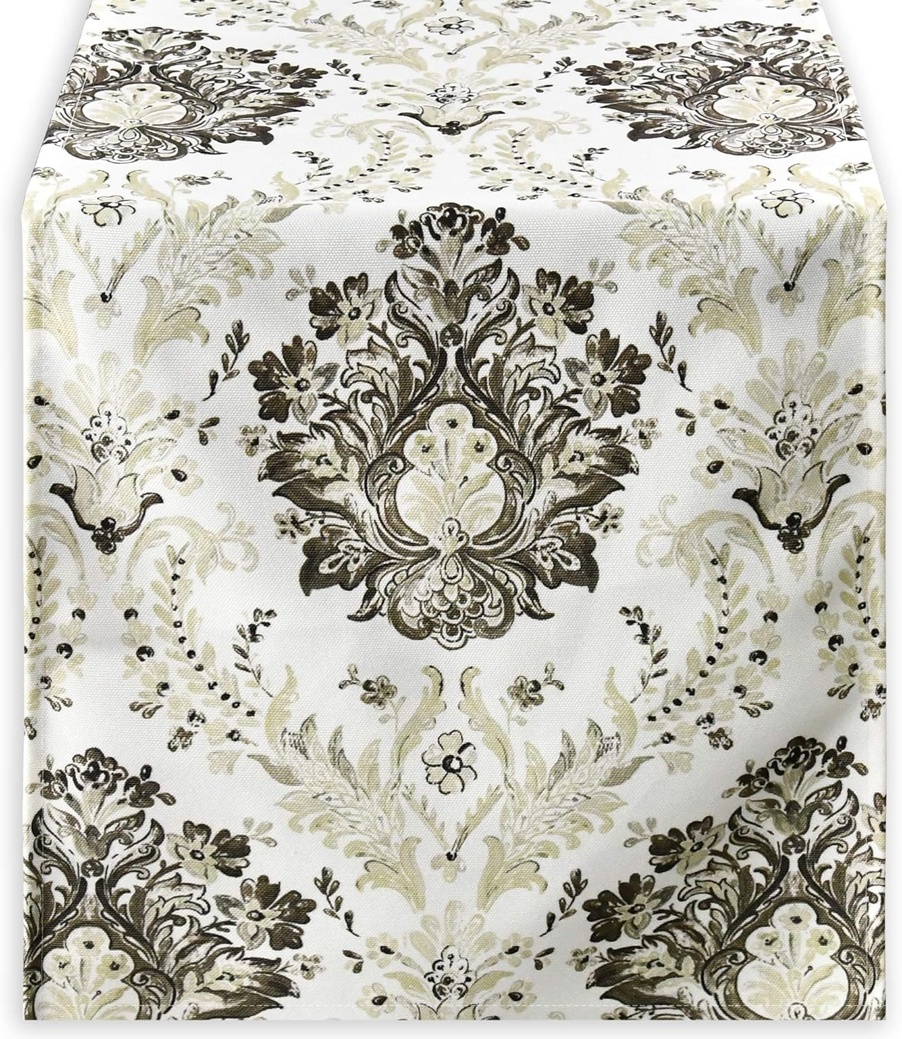 Elegant Floral Damask Pattern Linen Textured Table Runner - Waterproof Wrinkle Resistant Oil Proof Heavy Weight Table Runner for Catering Events, Dinner Parties,14 x 72 Inch,Yellow and Green: Home & Kitchen