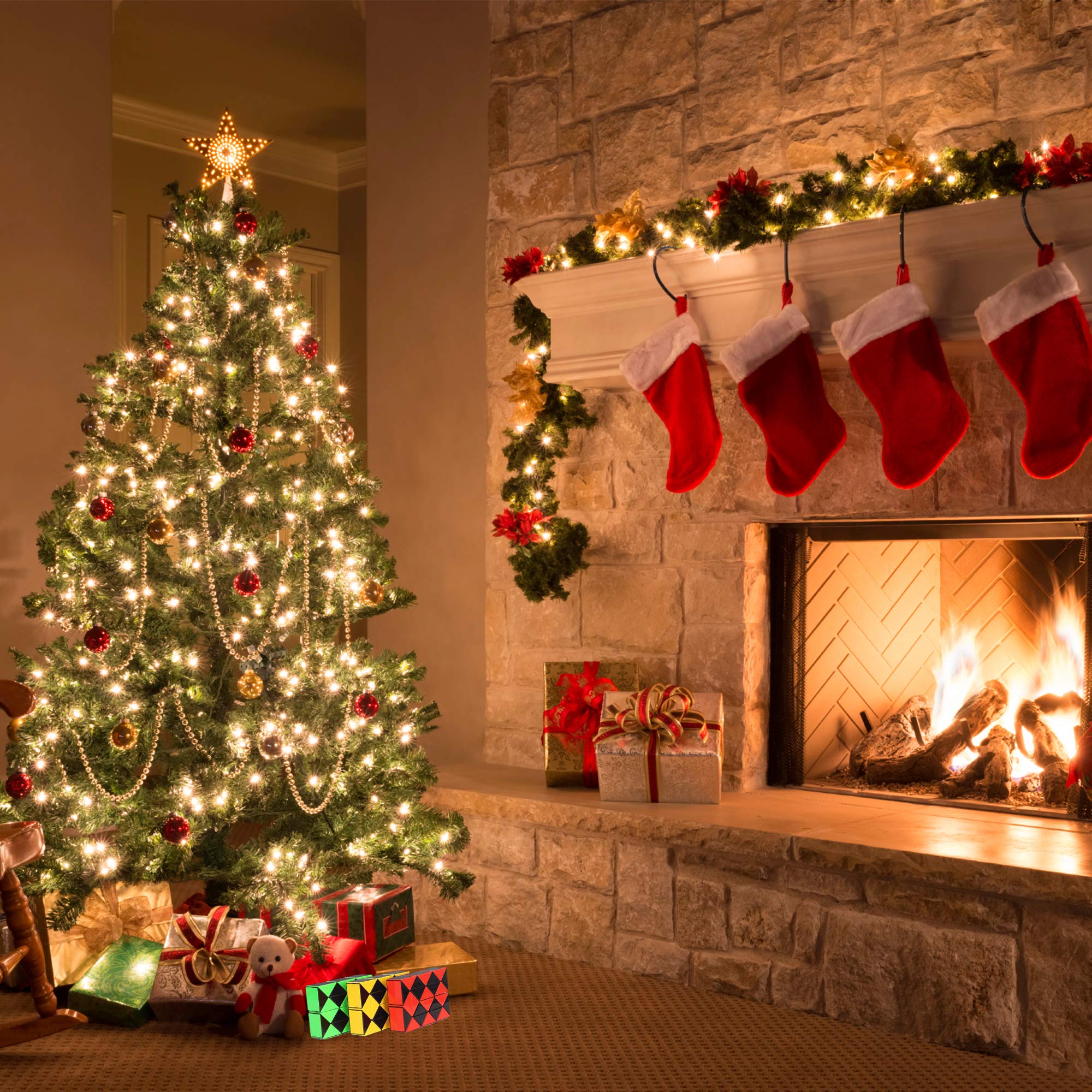 Speed Cube Snake Ruler Cube Puzzle Pack | 24 Wedges Twist Puzzle Toys | 3 Magic Snake Cubes Collection in 1 Box | Stickerless Cube Toys