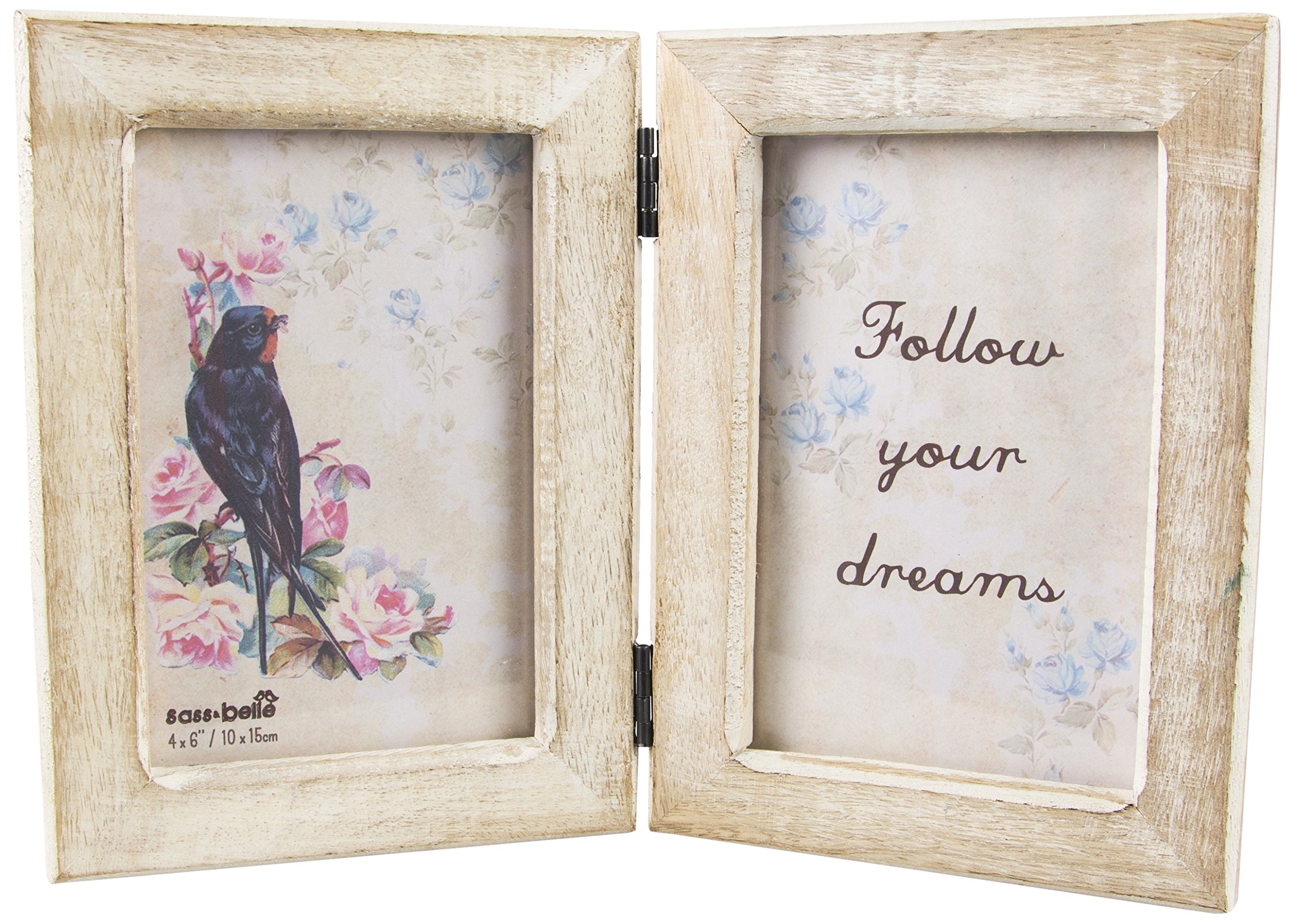 Sass & Belle Double White Wood Photo Frame