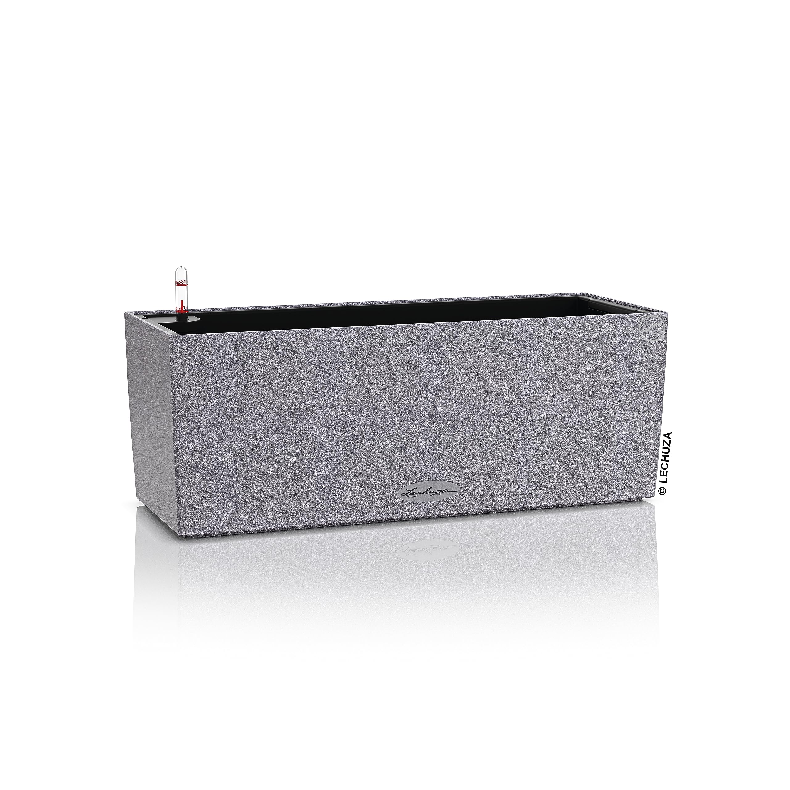 Lechuza BALCONERA Stone 50 Self Watering Planter Plastic Indoor/Outdoor Flower Plant Pot Table and Window Box with Drainage Hole H19 L50 W19 cm Stone Gray