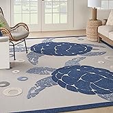 Nourison Home Aloha Navy Blue 7'10" x 10'6" Area Rug - Easy Clean, Non Shedding, Bed Room, Living Room, Dining Room, Kitchen 