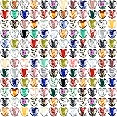 Nuenen 150 Pcs Valentine Heart Shaped Stone Bulk Worry Stones Valentines Day Gift Assorted Heart Gemstone 0.8'' Love Healing Crystal Chakra Pocket Witch Crystal for Witchcraft Reiki Balancing(Cute)