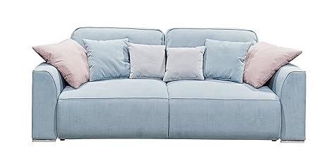 Stella Trading Lazy Schlafsofa Stoff Aqua/Rose/Silber 129 x 250 x 87 cm