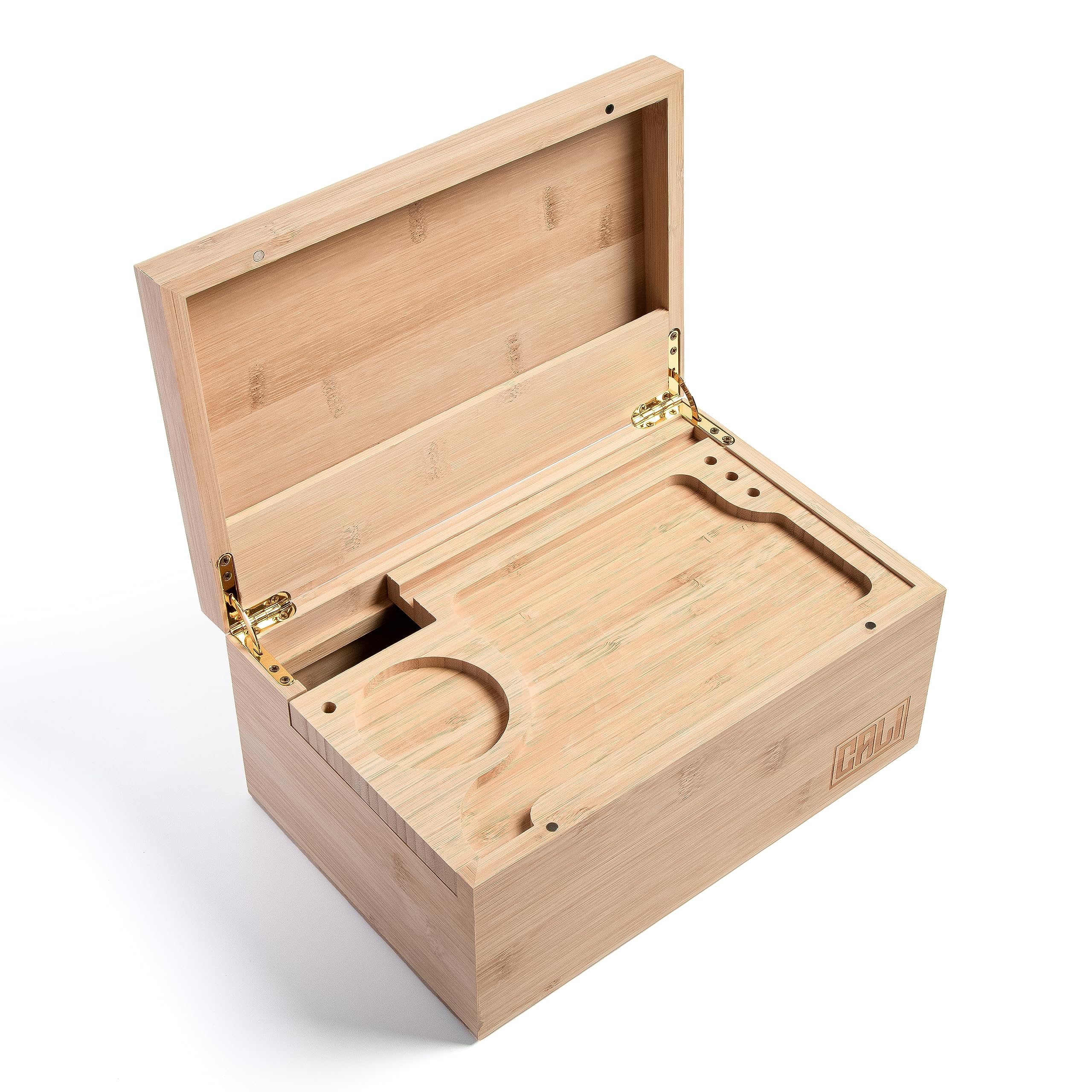 CALI Large Bamboo Stash Storage Box - 27cm x 13cm x 18cm (Natural)