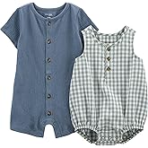Simple Joys by Carter's baby-boys Button Rompers, Pack of 2