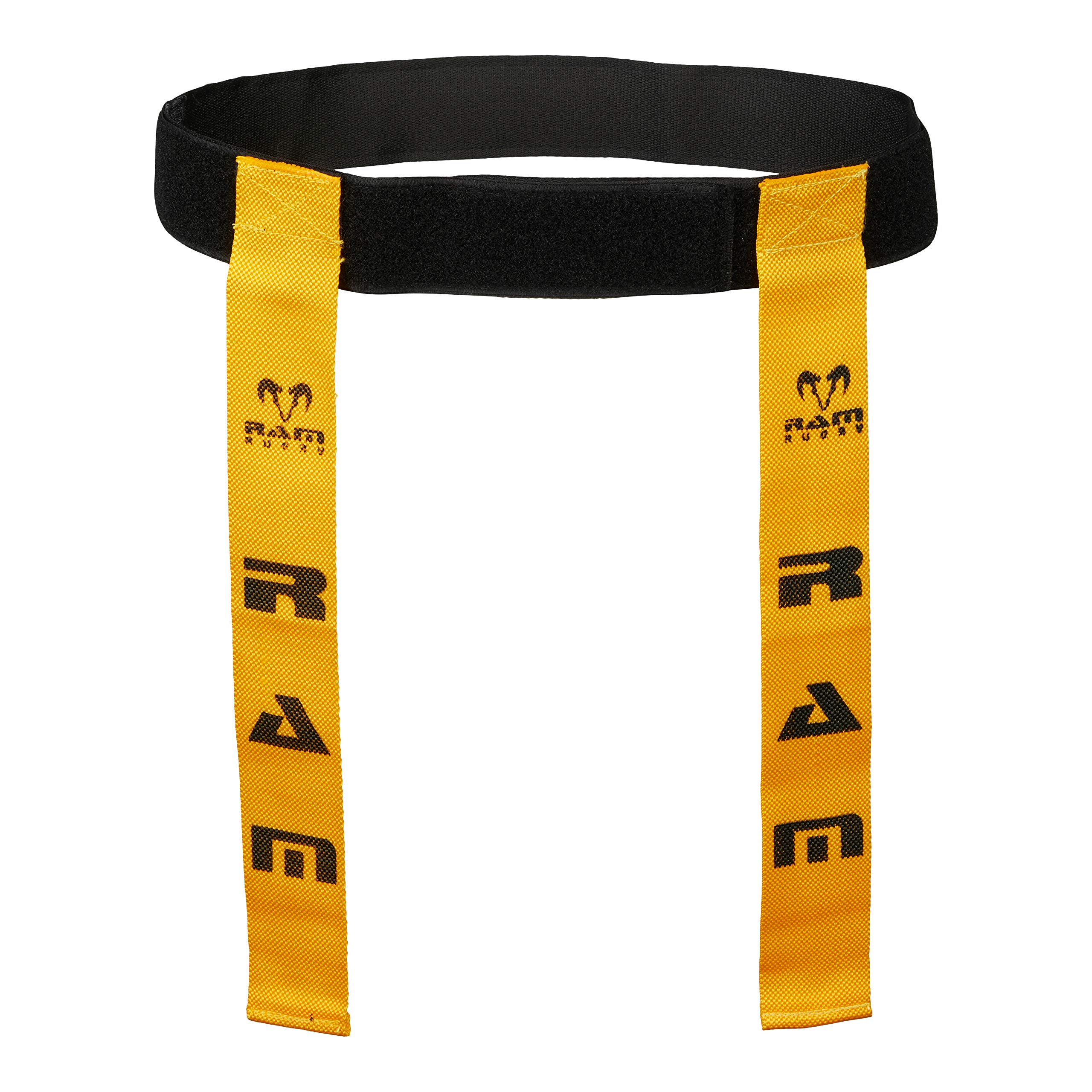 Ram Rugby Tag Belt Set - 20 Woven Webbing Tags & 10 Small Adjustable Belts, Durable Carry Bag, 16" x 2" Tags, Fits 22" to 37" Waist, Available in Green, Blue, Red, Yellow - Perfect for Training