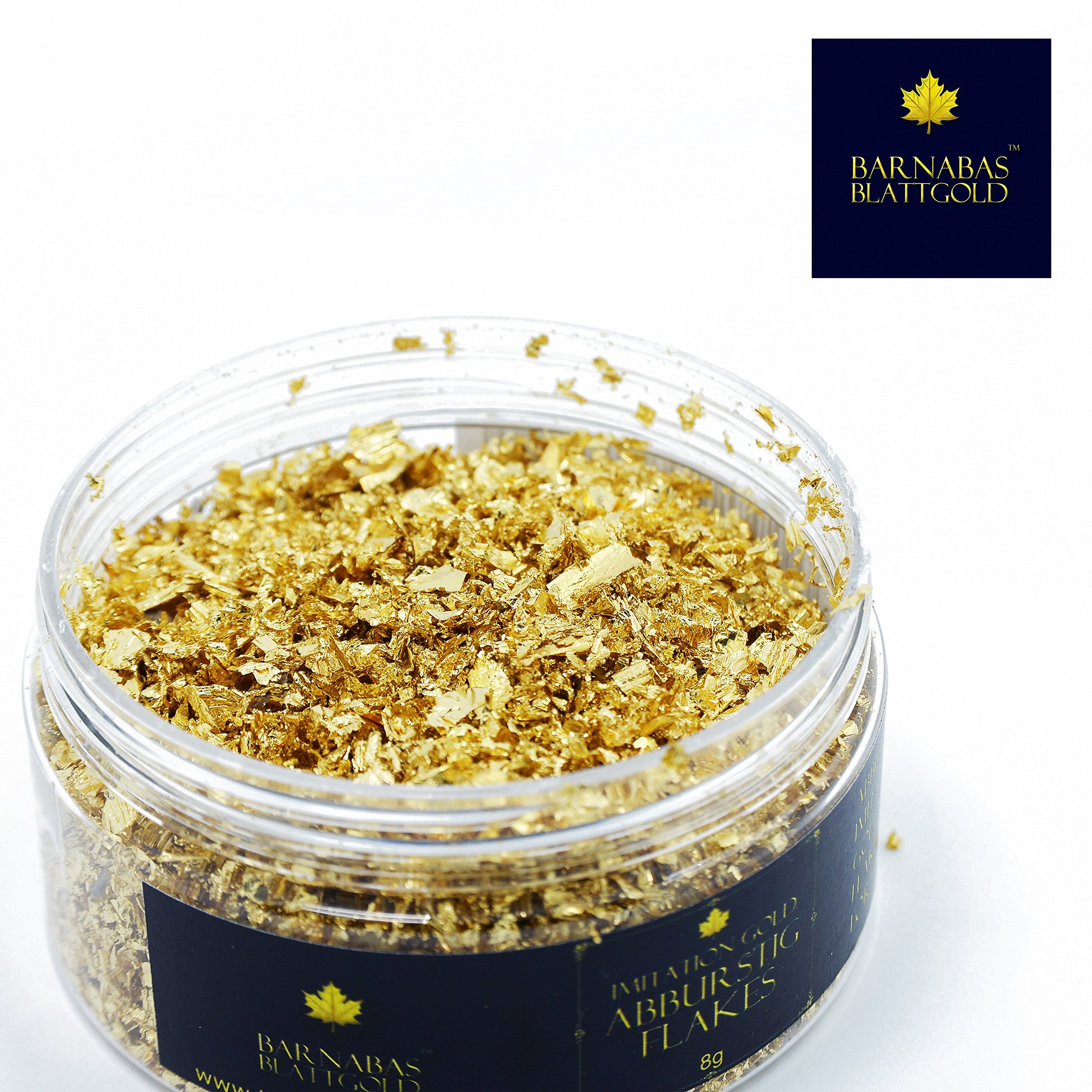 Barnabas Blattgold: Imitation Gold Leaf Flakes 8g - Gold Flakes for Resin and Crafts - Abburstig Gold Leaf Foil for Gilding, Painting, and Arts