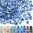 GasSaf 1/2 Inch Fire Glass Reflective Tempered Fireglass Cut Crushed FireGlass for Fire Pit, Fireplace, Replaces Existing Gas Logs & Lava Rocks (20 Pound)(Pacific Blue Reflective)