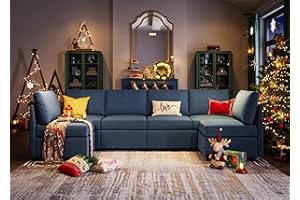 LINSY HOME Modular Sectional Sofa, Convertible U Shaped Sofa Couch with Storage, Memory Foam, Modular Sectionals with Ottomans, 6 Seat Oversized Sofa Couch with Chaise for Living Room, Blue