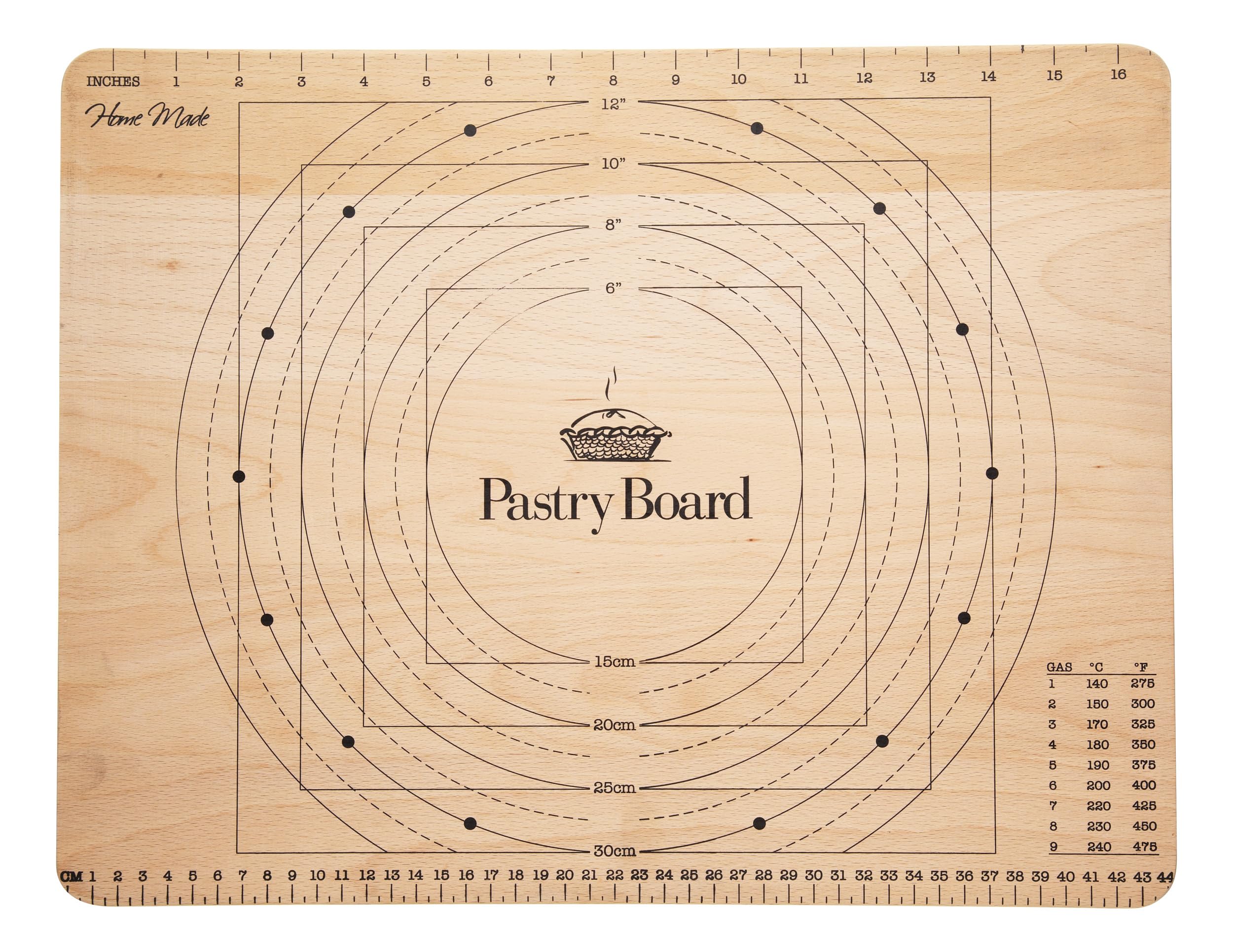 KitchenCraft Home Made Pastry Board with Measurements, Wooden, 45 x 35 cm