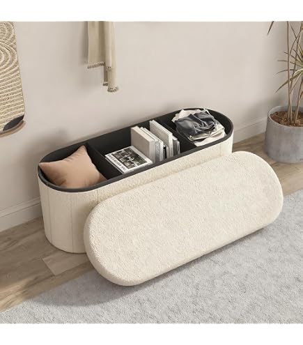 Alibaba Cave　オットマン Amazon.com: GLAXYFUR Oval Storage Ottoman Bench, Sherpa Foot Rest
