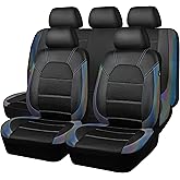 CAR PASS Leather seat Covers,Automotive Universal Sport car seat Cover Super 5mm Composite Sponge Inside,Airbag Compatible fits Most SUVs, Trucks,and Vans (Full Set,Chameleon Iridescent Reflective)