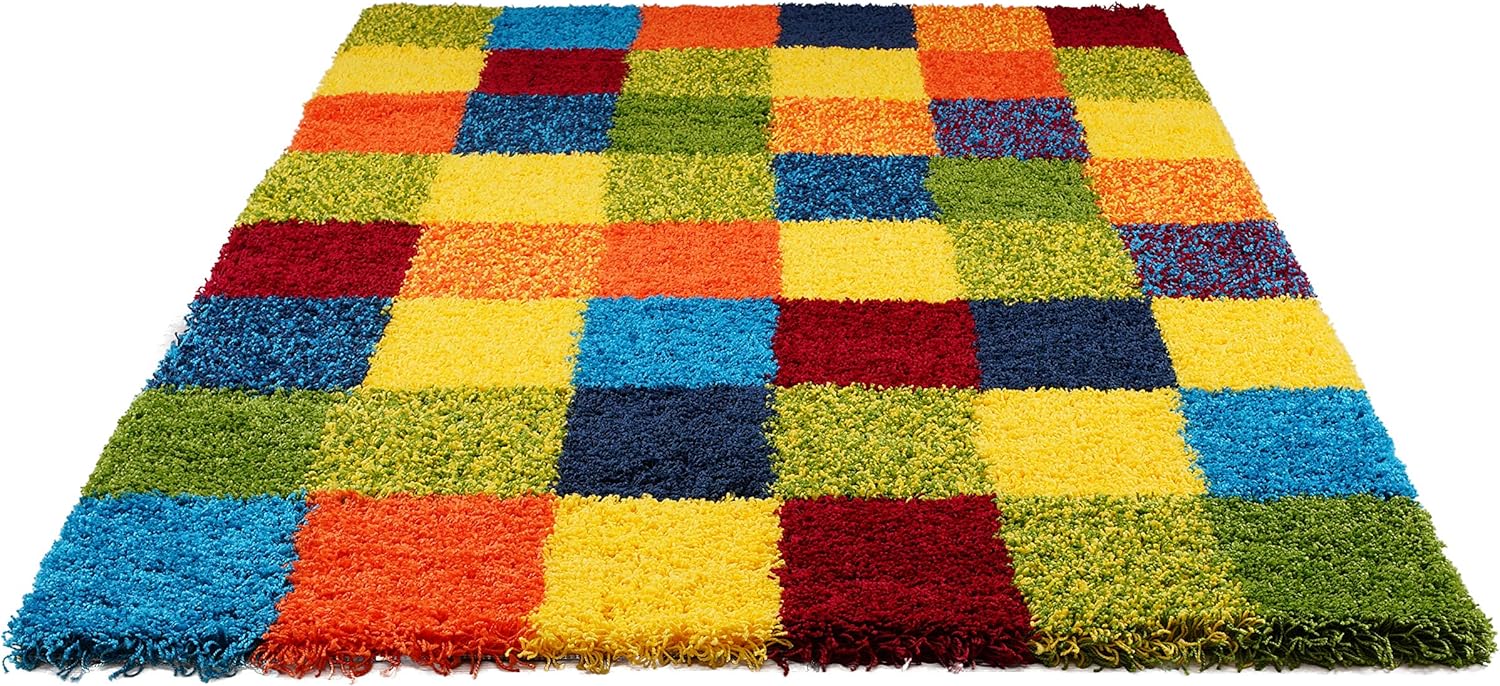 Serdim Rugs Living Room Multi Coloured Shaggy Area Rugs, Polypropelene
