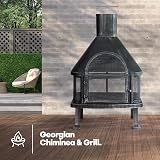 LIVIVO Tall Chiminea Outdoor Fireplace Heater Steel Wood Charcoal Burner Grill view 2