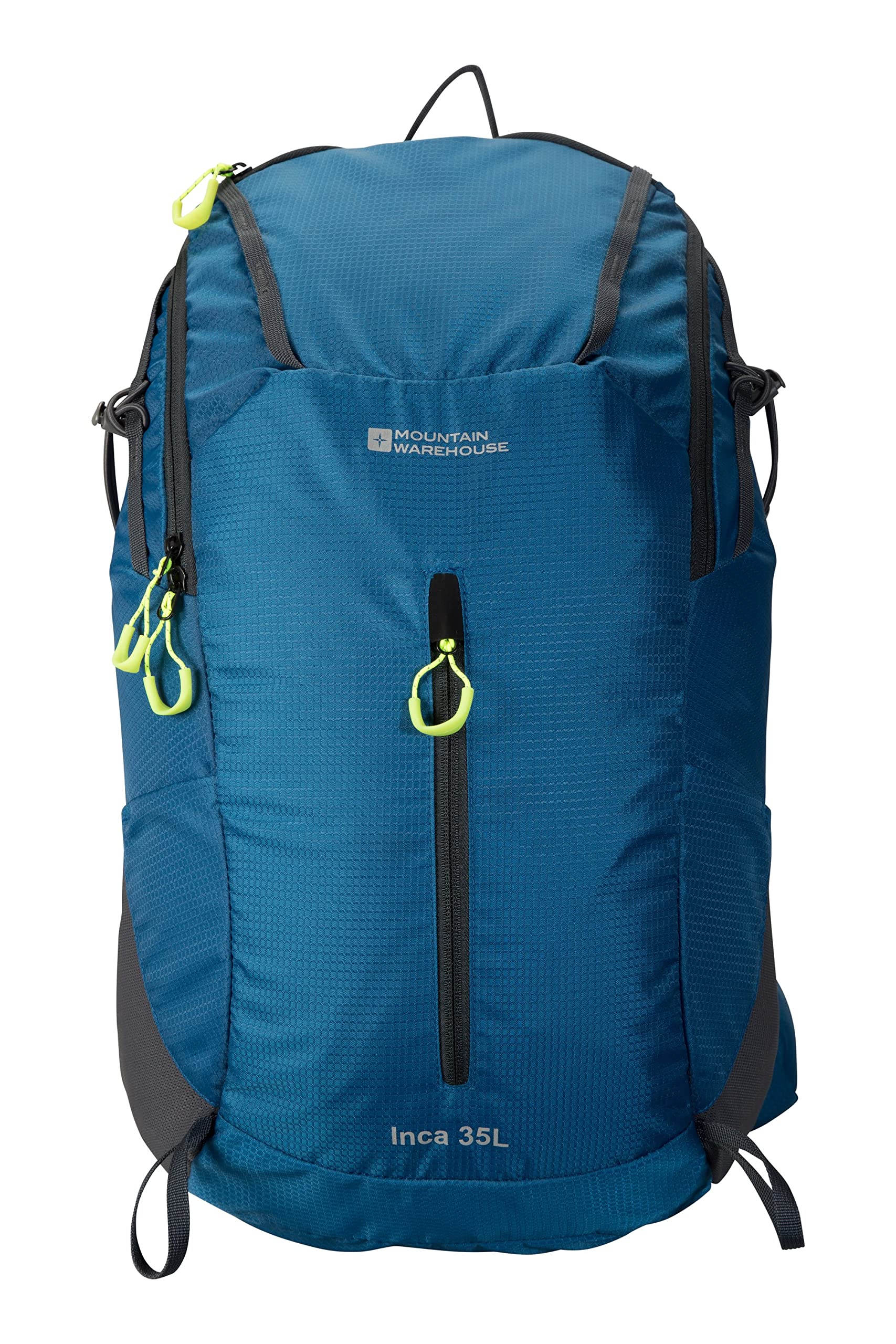 Mountain Warehouse Inca Extreme Backpack - 35 Litres Large DayPack with Rain Cover & Lots Of Pockets in Rip Stop Fabric - All Season Camping, Hiking, Outdoors & Trekking Petrol Blue