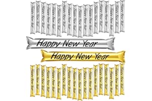 RoundFunny 30 Pcs Happy New Year Thunder Sticks New Year's Eve Cheerleading Inflatable Noisemakers Spirit Boom Sticks 2026 Party Gift Favors Supplies