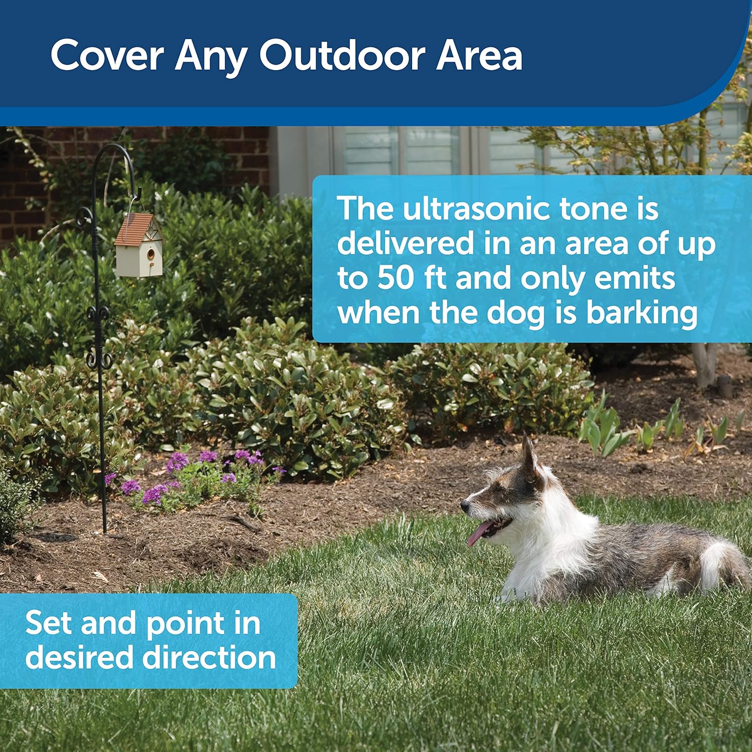 PetSafe Outdoor Ultrasonic Bark Deterrent, Up to 50 ft. Range, Outdoor Use Only, No Collar Needed : Sonic Barking Deterrents : Pet Supplies