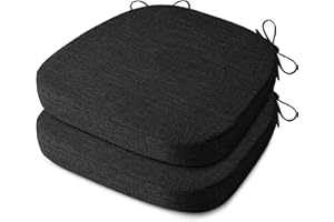 AddGrace Anti Slip Kitchen Chair Cushions D-Shape Dining Chair Pads Set of 2 High-Density Foam Durable Kitchen Seat Cushions 