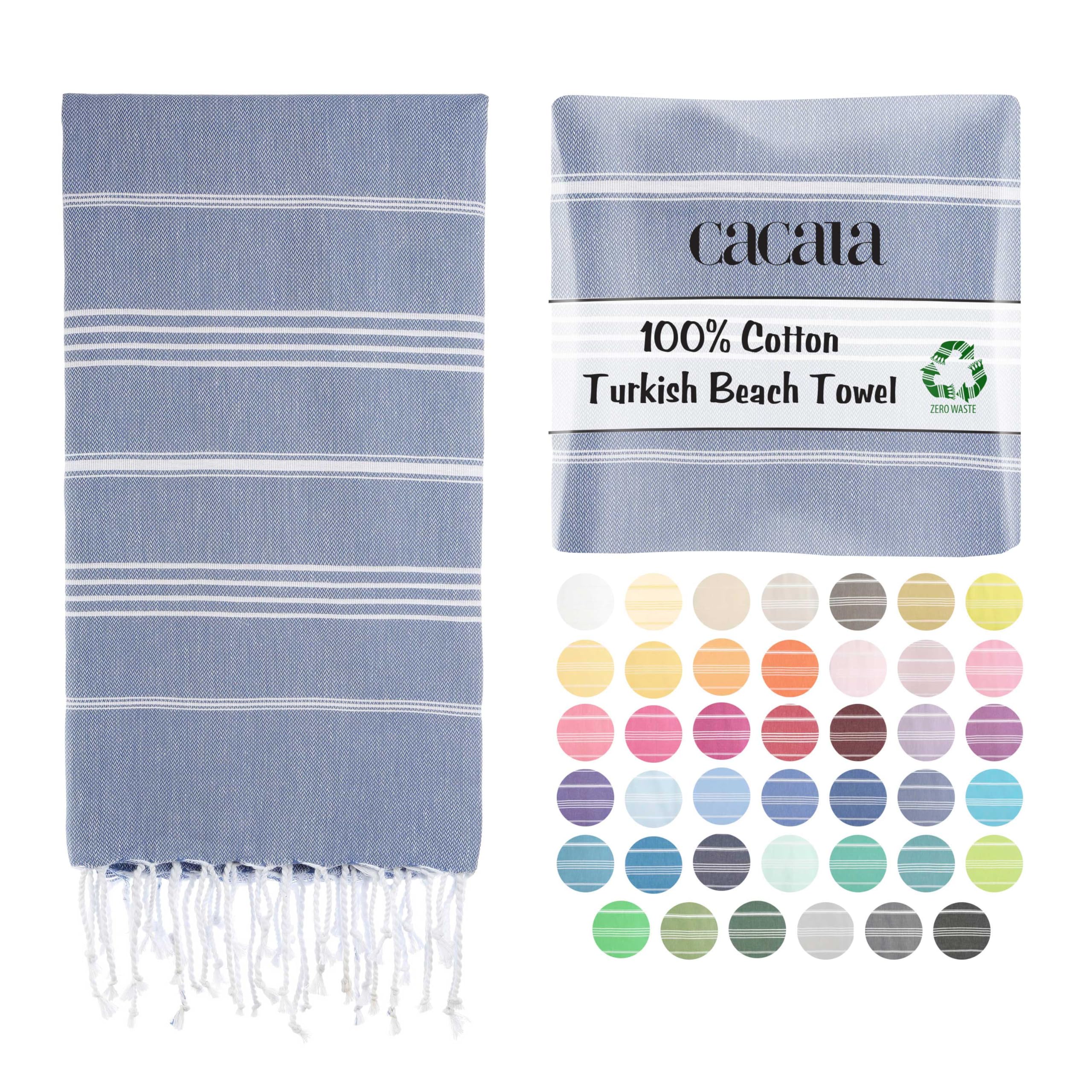 Cacala Turkish beach towel quick dry and lightweight Best for bath, gym, yoga, swimming and camping,Grey Blue,37" x 70"