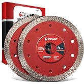 EZARC 5 Inch Super Thin Diamond Tile Blade, 7/8"-20mm-5/8 Arbor, 2-Pack | Diamond Saw Blades for Angle Grinder, Smooth Cuts,Chip-Free,Minimal Breakage,for Porcelain,Ceramic, Marble,Wet or Dry Cuts