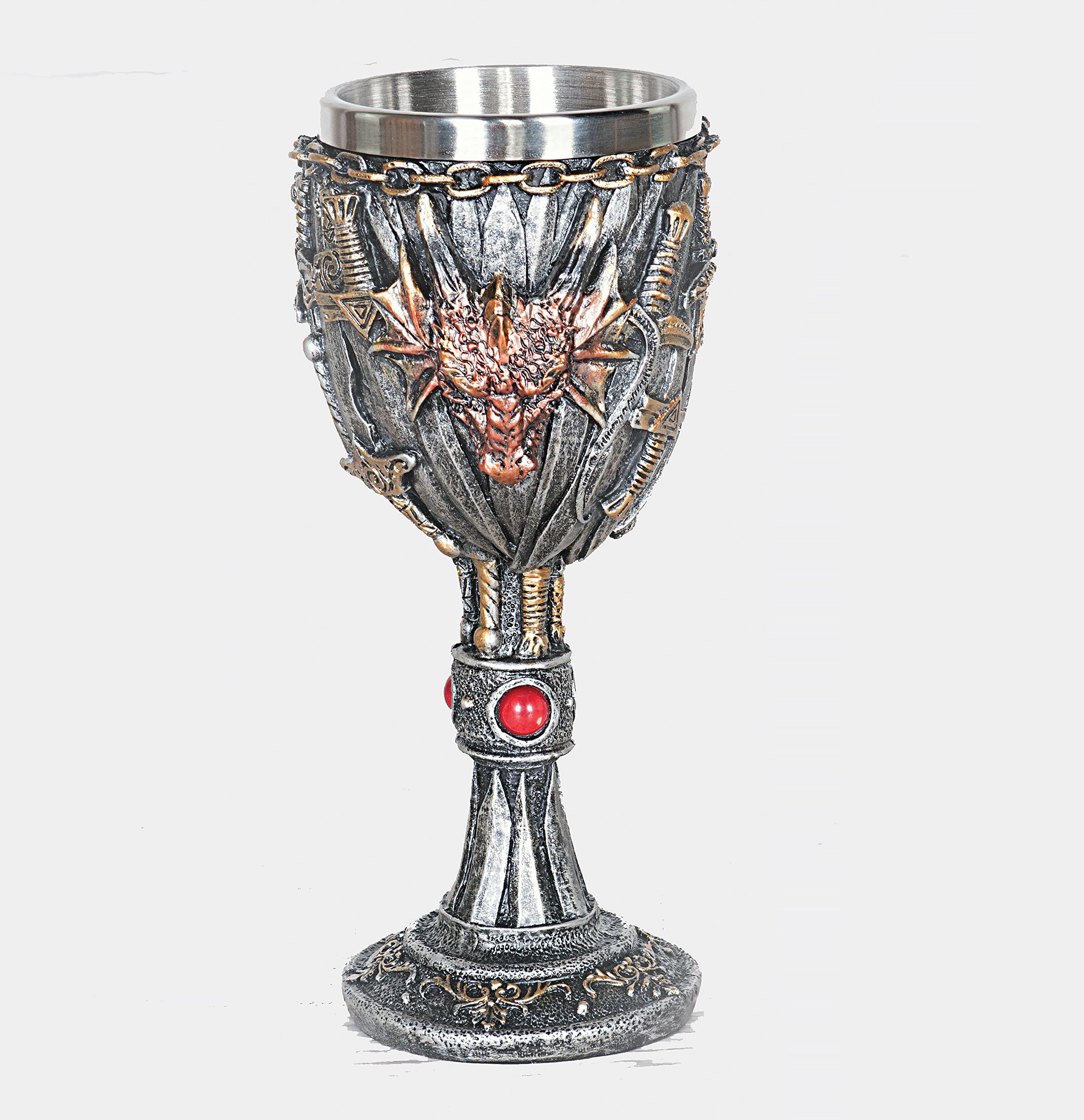 Sword and Dragon Goblet Medieval Ornament Chalice Drinking Cup