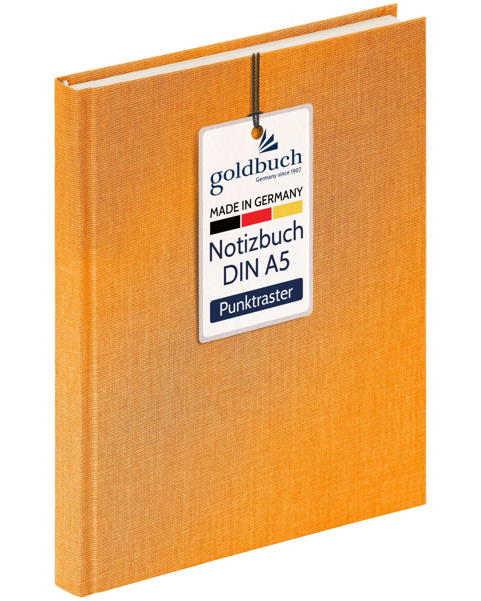 goldbuch 64 0101 Linen Notebook Summertime Note A5, Bullet Journal with 200 Pages Dotted Cream Paper 100 g/m², Acid- & Inkfast, Hardcover Notebook with Bookmark & Thread Binding Yellow