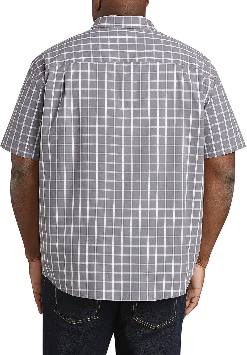  Essentials Men's Big & Tall Short-Sleeve Plaid Shirt fit by DXL: Clothing