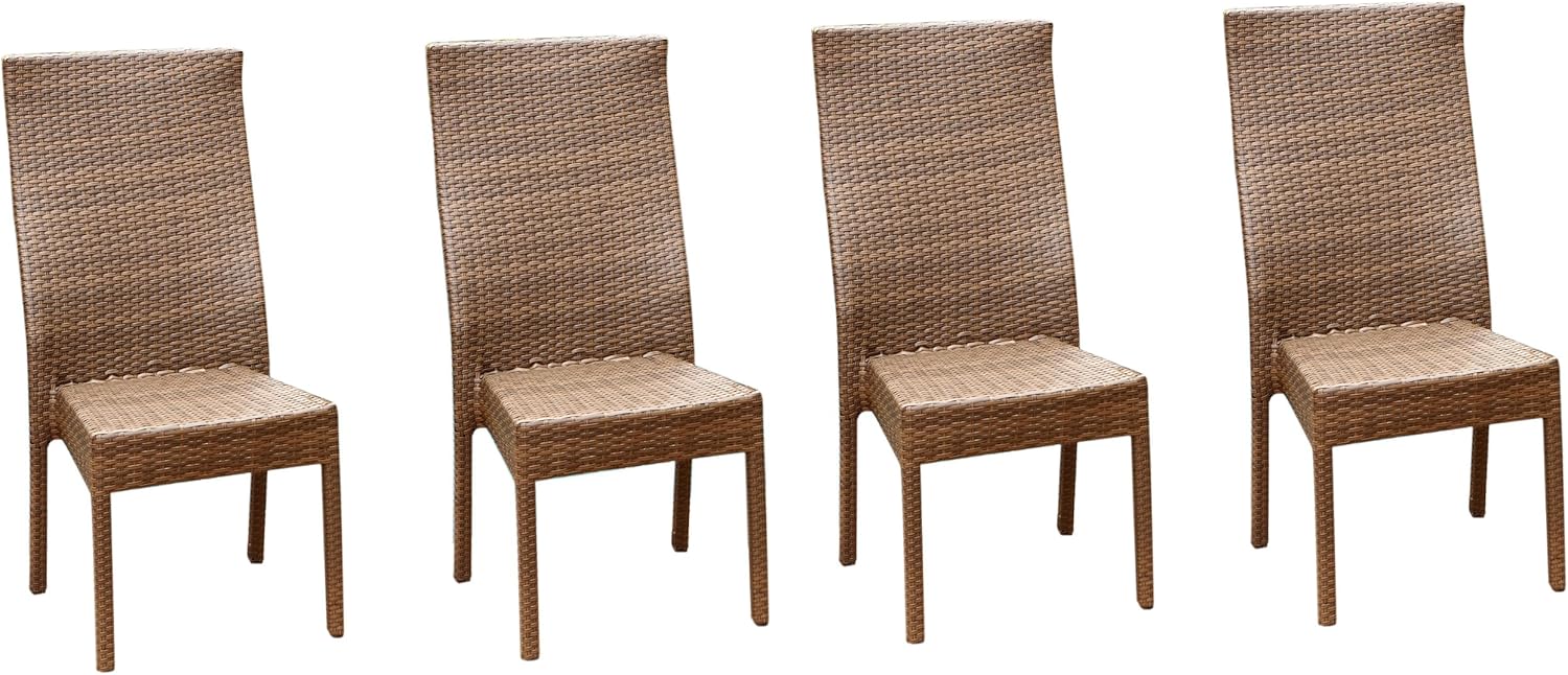 Amazon Com Abbyson Living Palermo Outdoor Wicker Dining Chair Brown Set Of 4 Garden Outdoor