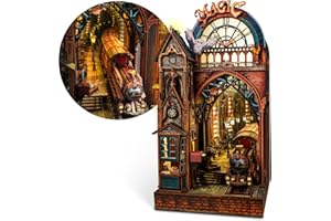 FUNPOLA LED 3D Puzzle Magic Station Book Nook Kit - Interactive 3D Wood Puzzle LED Magical Miniature with Infinite Extension Space - DIY Bookshelf Insert Decor Gifts