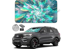 Autoamerics 1-Piece Windshield Sun Shade - Color Shower Design Foldable Car Front Window Sunshade for Cars SUV Truck Heat Blocker Visor Protector Blocks Max UV Rays and Keeps Your Vehicle Cool Medium