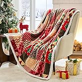 Nord ECO Christmas Throw Blanket, Christmas Decorations Gifts for Women, Sherpa Flannel Fleece Winter Holiday Blanket, Fluffy Cozy Soft Christams Throws for Couch Sofa Bed, ChristamsRhombus, 50" X 60"
